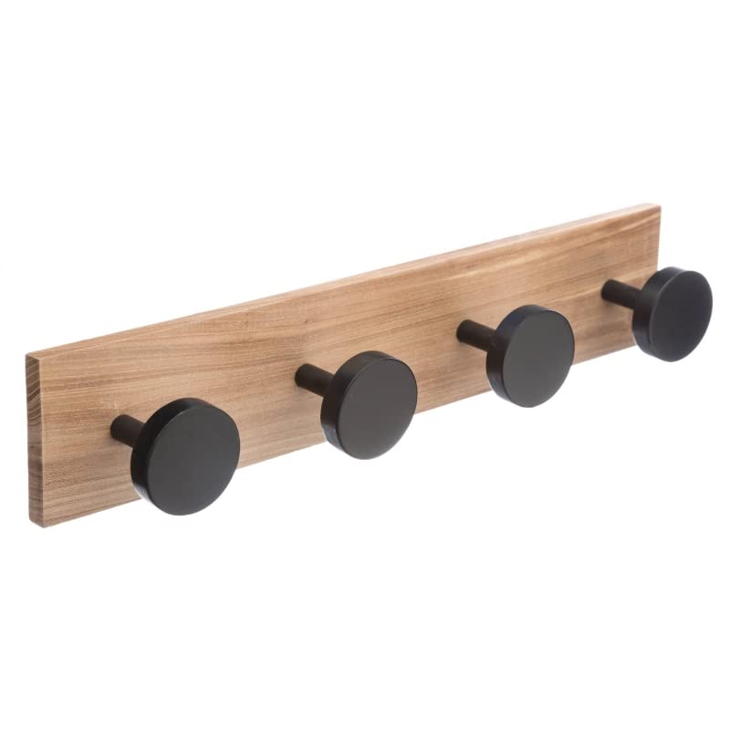 Perchero de Pared Madera Bambu con Ganchos Metal