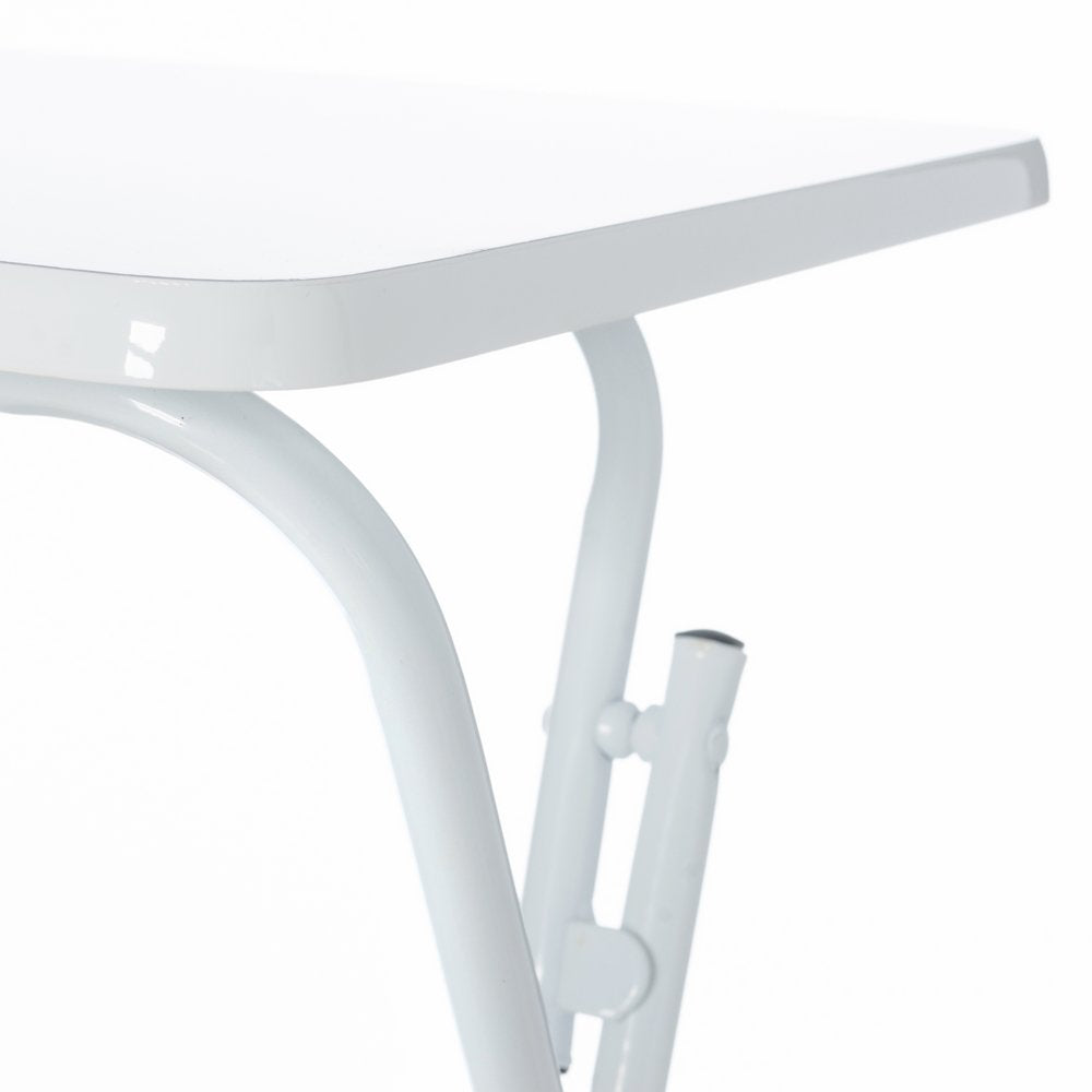 Mesita Auxiliar Plegable de Metal y Madera DM Blanca de 48x38x66 cm