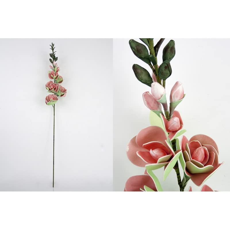 Flores Artificiales, Foam, Verde y Naranja, 28 x 28 x 126, 6 Unidades