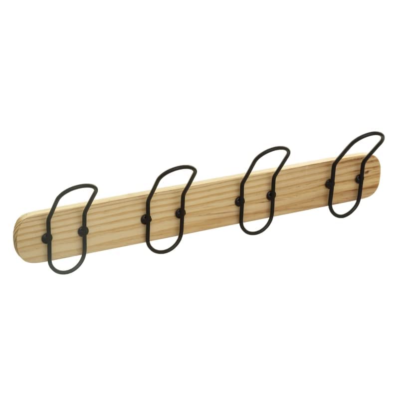 Perchero de Pared Madera Bambu con Ganchos Metal