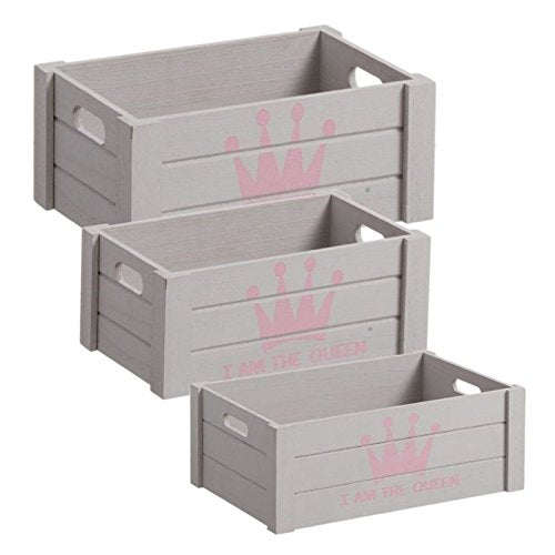 JGO. 3 CAJAS DE MADERA CORONA GRIS
