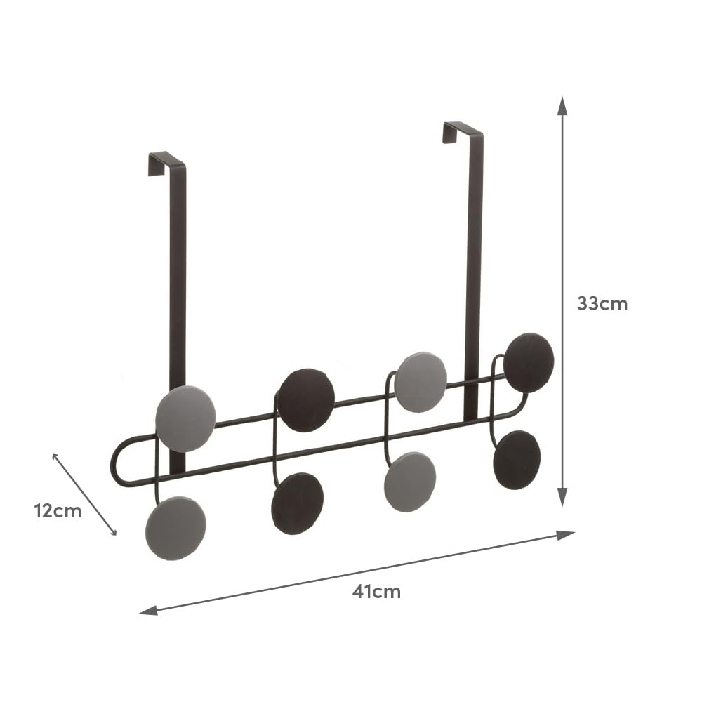 Percha Puerta 8 Ganchos Negro Metal 41x33x12 cm