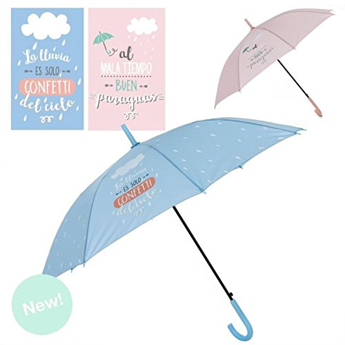 Paraguas Largo Color Frase Divertido Lluvia Apertura automatico.