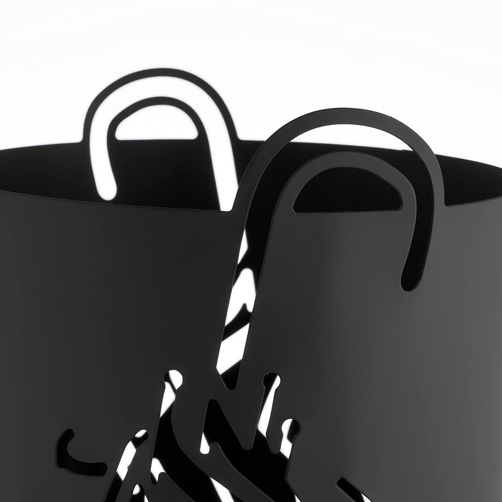 Paragüero Negro de Metal con Paraguas Tallado de 19x19x41 cm