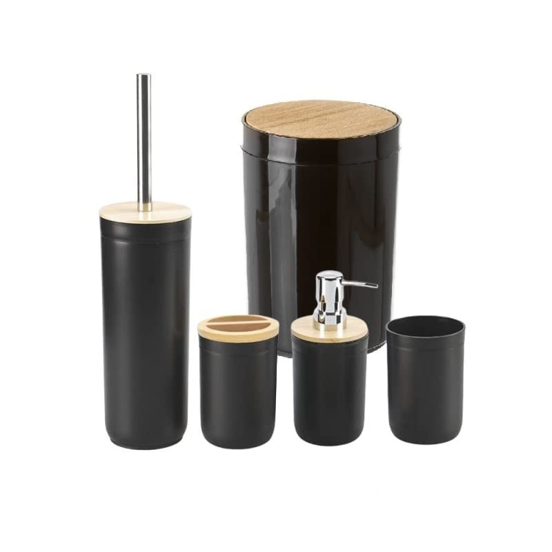 Set Accesorios Baño de Bambú Negro Estilo Factory