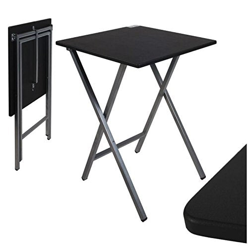 Mesa Cuadrado Plegable Blanca portatil Multifuncional, Mesas Auxiliares para casa 48x48x65 cm (Negra)