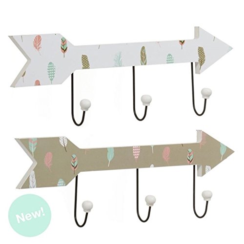 Perchero de Madera 3 pomos Plumas - Beige Pardo