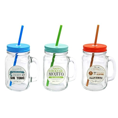 Jarra con pajita cristal Coctel ( juego de 3 jarras )