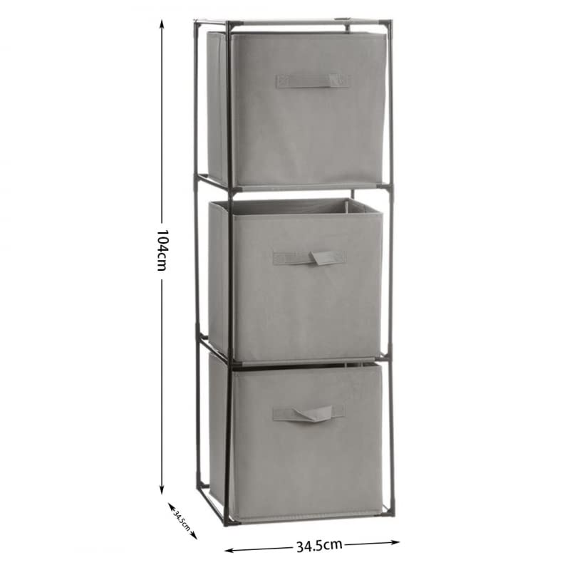 Estanteria con 3 Pongotodo, 3 estantes para Ropa Sucia, Muebles Auxiliares para almacenaje de Toallas