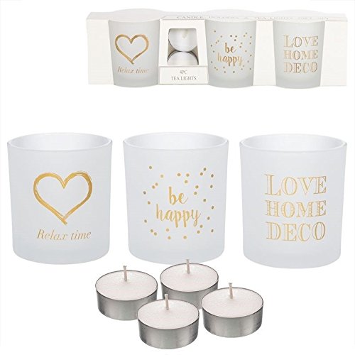Pack de 3 candeles con 4 Velas de te Frases romanticos