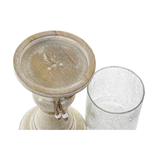 Portavela de Madera Mango clásicos craquelado