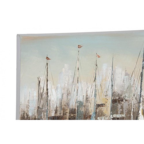 Set 2 cuadro pintado lienzo barcas 120x80 cm