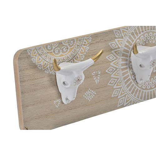 Perchero Pared de 4 Colgador Madera Resina Boho