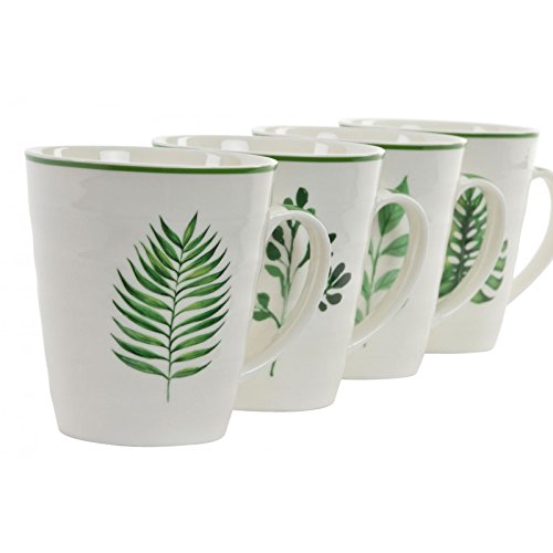 Tazas Tendencia Porcelana botanico 360 CC (Set de 4 Tazas)