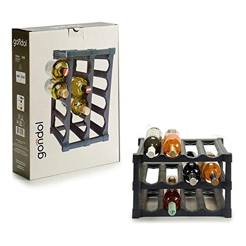 Botellero 12 Botellas negro plastico 30x39x25 cm