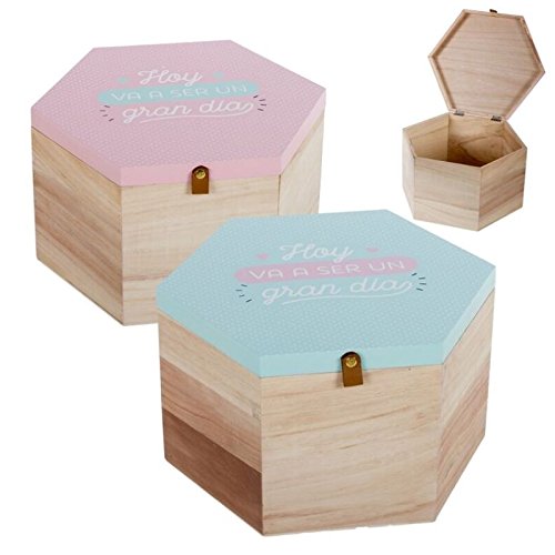 Juego de 2 cajas madera frase "GRAN DIA" .