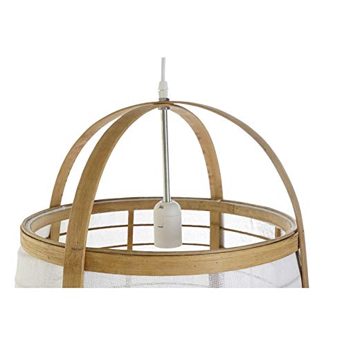 Lámpara de Techo Bambu Natural y Lino Blanco de Ø 44x64 cm