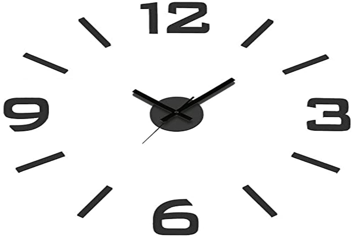 Reloj Pared Adhesivo Negro de Medidas: 60x3x60 cm. Material: Plastico/Espuma, Color