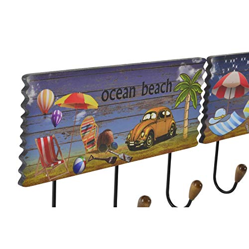 Pack 4 Percheros de Pared Madera Playa de 3 colgadores