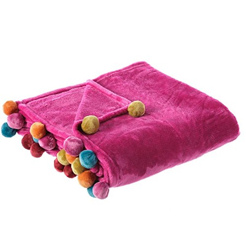 Manta de sofá Infantil Fucsia de poliéster para salón Iris 130x160cm