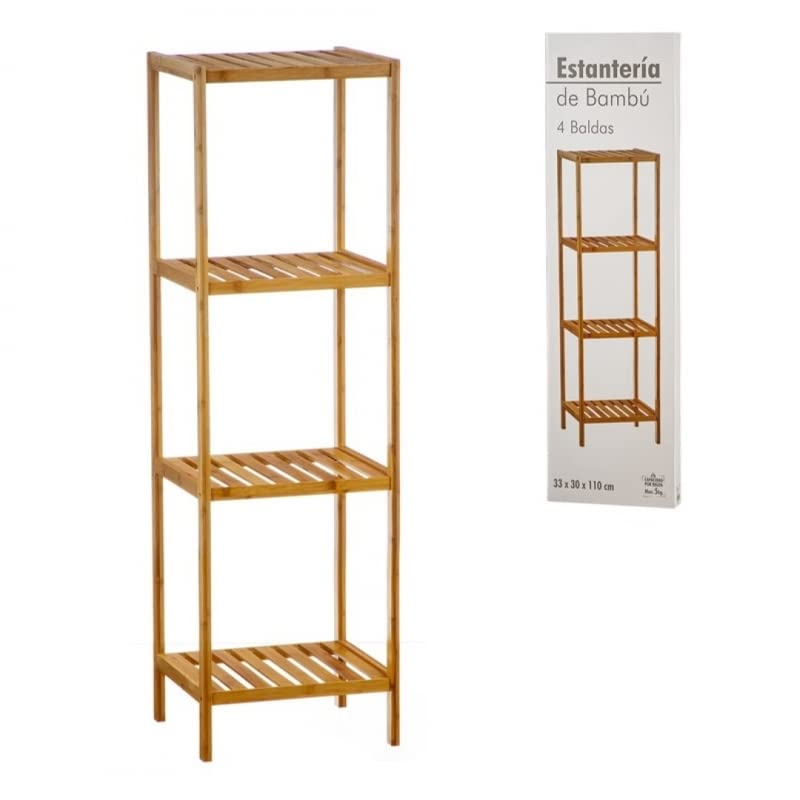 Estantería de Bambú para Baño Armario Organizador Librería para casa (4 Baldas)