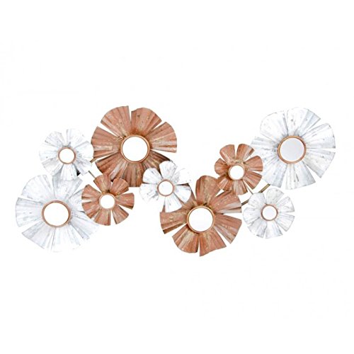 Mural de pared metal diseño flor plata 93x45 cm