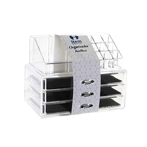 Organizador de Maquillaje, acrílico, Transparente, 3 bandejas para baño