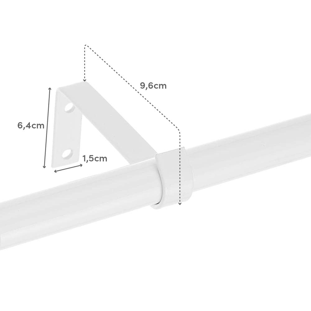 Barra de Cortina Extensible, Sencilla, Univerdal 2 escuadras y 2 terminales de Metal de Bola