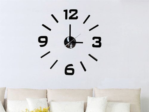 Vococal - Reloj de pared con números adhesivos - Color negro - Moda DIY Reloj de pared