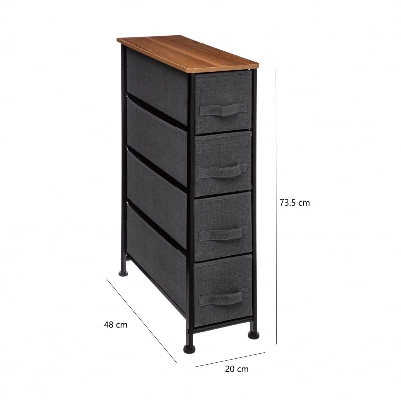 Cajonera de 4 cajones de Tela/Metal nórdica Gris Sin Ruedas