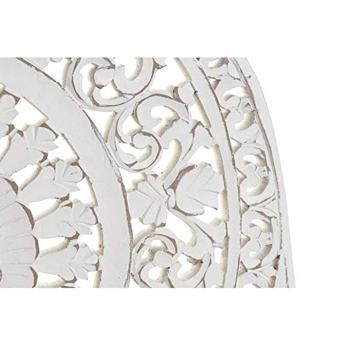 Mural Decoracion Pared Elefante Tallado Natural Blanco de Madera 66x63 cm