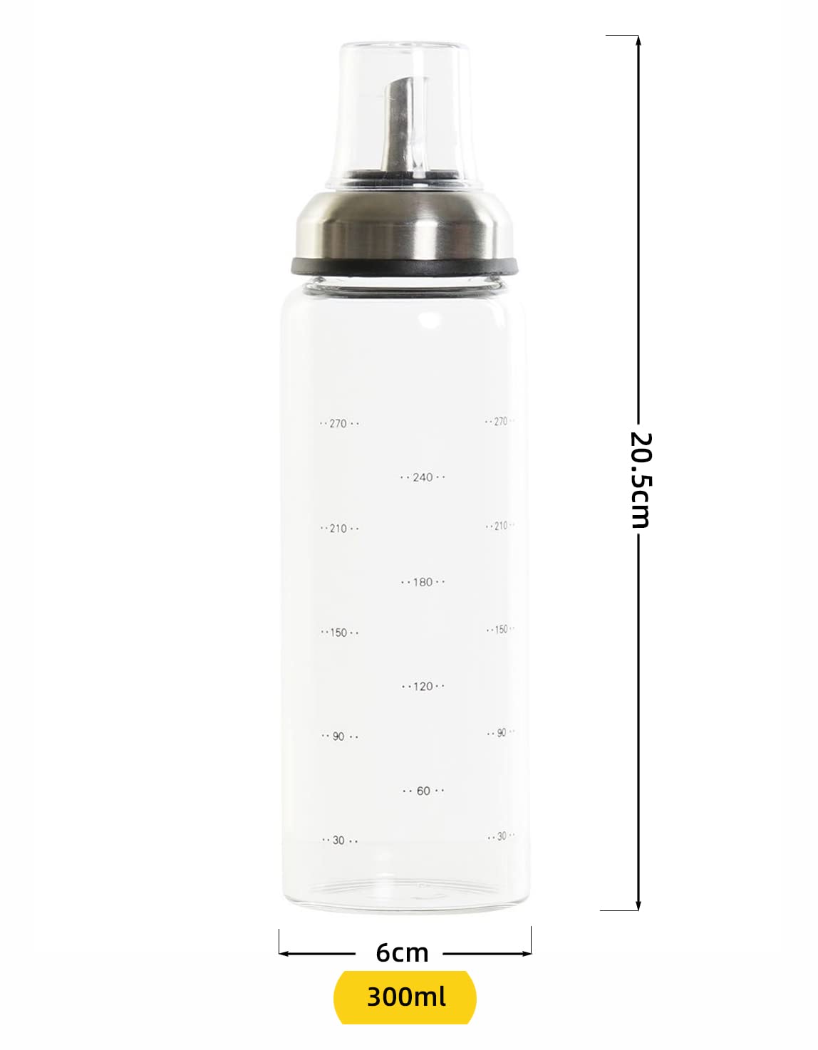 Aceitera Antigoteo de Cristal Borosilicato Tapón de Acero INOX con Tapa Que Se Abre Automatico para Cocina 550 ML