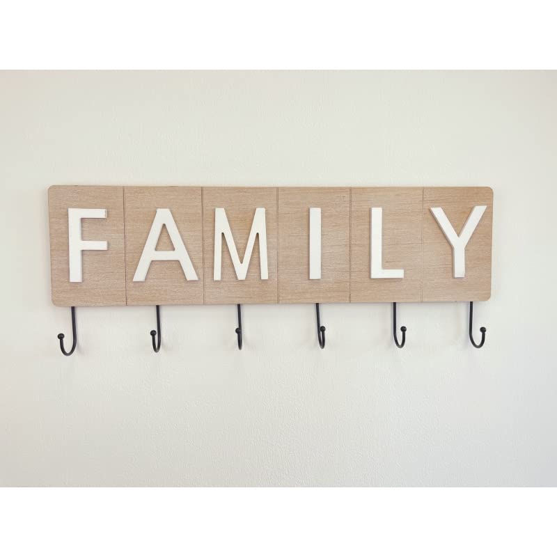 Perchero Pared de Madera Metal 6 colgadores Family