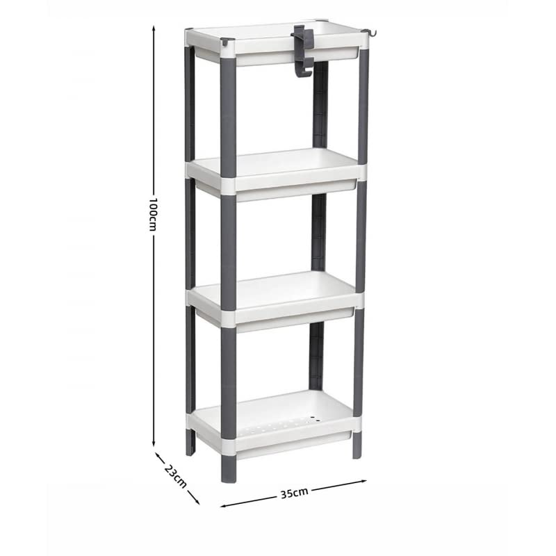 Estateria de Baño de 4 Niveles Estante Almacenamiento Blanco/Gris