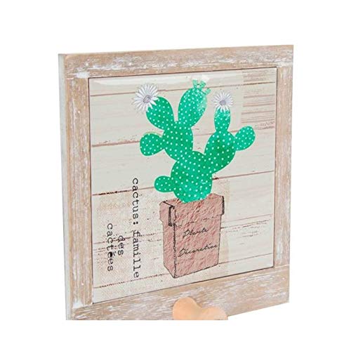 Pack 2 Percheros de Pared Individual de Madera 1 Colgador Cactus