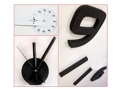 Vococal - Reloj de pared con números adhesivos - Color negro - Moda DIY Reloj de pared