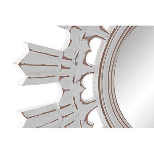 Mural Espejo Tallado de Madera Blanco 60 cm
