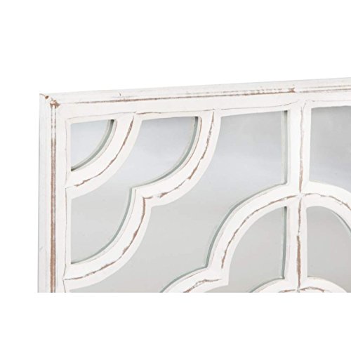 Mural Tallado provenzal Blanco de Madera con Espejo 60x60x2 cm