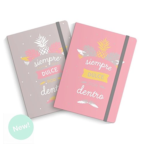 Libreta moleskin piña " Siempre dulce por dentro "- 13x19 cm Pack 2 ud.