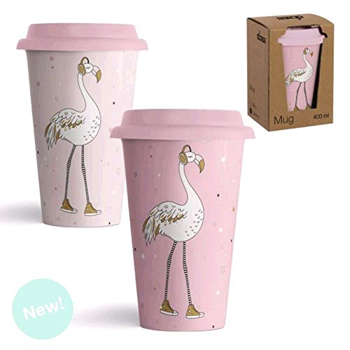 Pack 2 Mug Ceramica con Tapa de Silicona Pink Dream