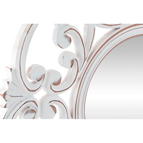 Mural Espejo Tallado de Madera Blanco 60 cm