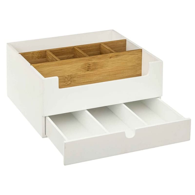Caja Organizador de cosméticos, nordico con Compartimentos Blanco para baño