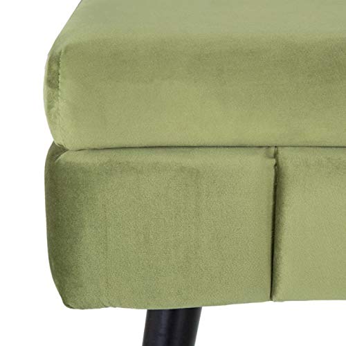 Banqueta baúl de Terciopelo, contemporánea en Verde, de 79x37x42 cm