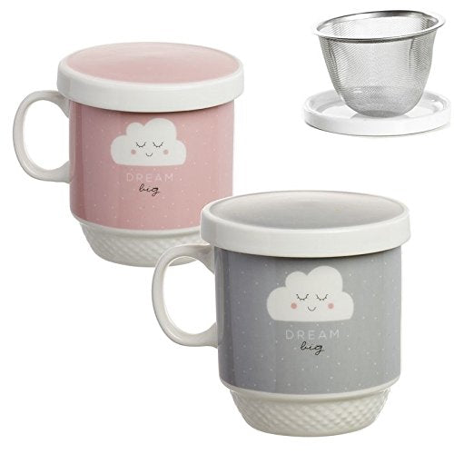 Taza con filtro infantil nubes rosa y gris ( Pack 2 tisana )