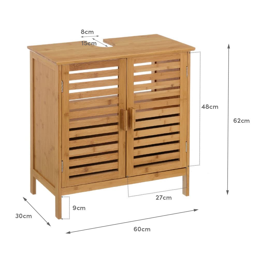 Mueble bajo Lavabo nórdico marrón de bambú para Cuarto de baño Basic