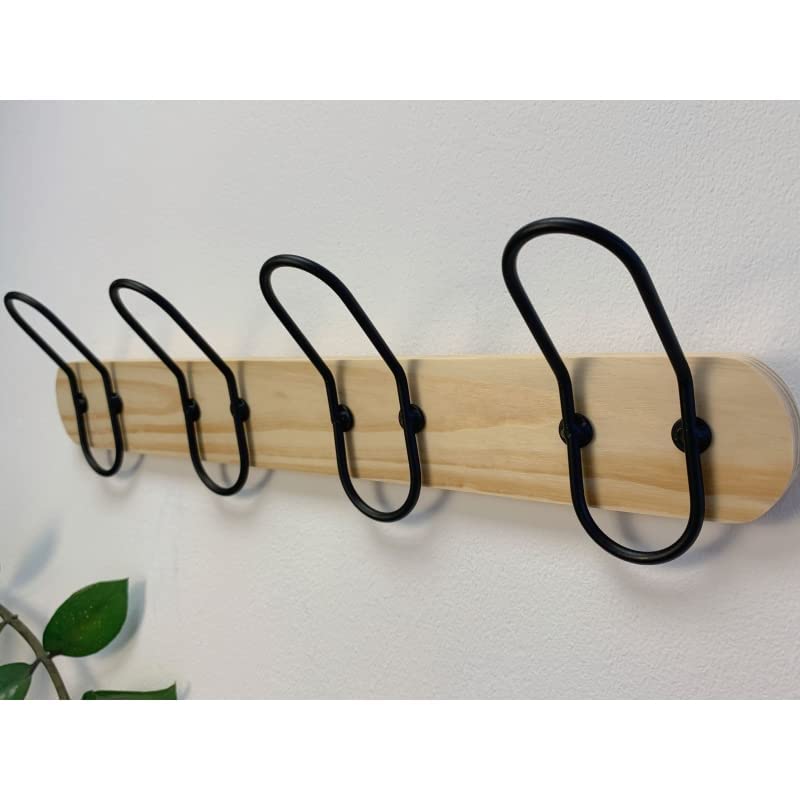 Perchero de Pared Madera Bambu con Ganchos Metal