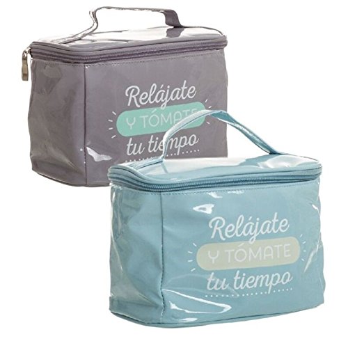 Neceser con asa Vanity diseño Original Mensaje RELAJATE con Cremallera