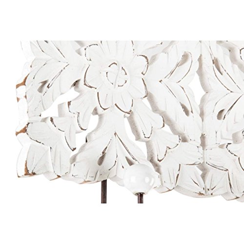 Perchero Pared Madera Tallada de 3 Colgador Blanco
