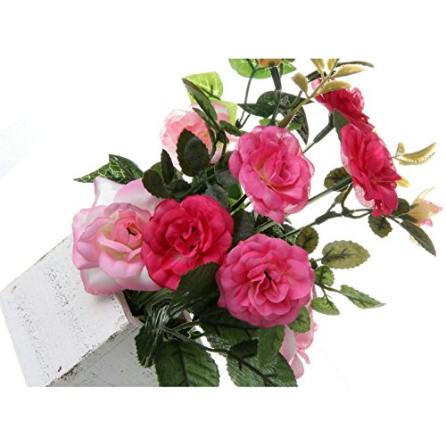 Planta Rosa Poliester 7 x 7 x 20 cm en Maceta de Madera.