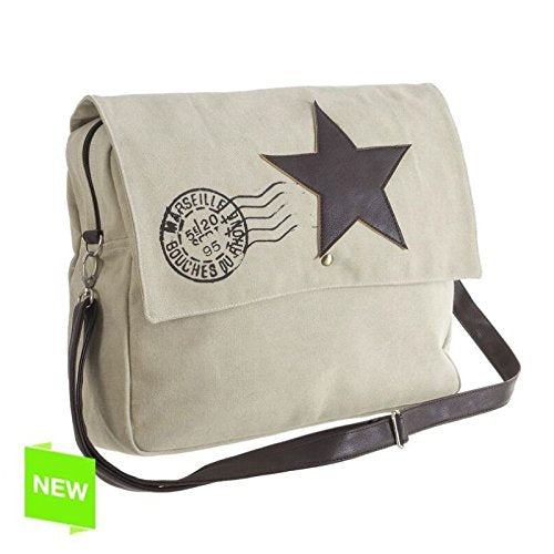 Bolsa estrella cuero natural 40x10x30 cm .